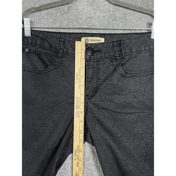 Democracy Fleur De Lis Print Justice‎ Jegging Jeans Women Size 10 Stretch Black - Picture 11 of 13